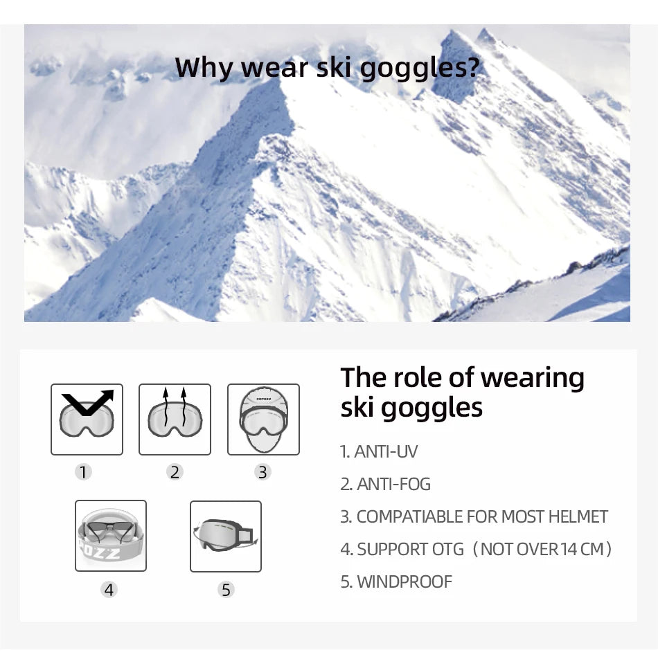 Ski Goggles with Case &amp; Yellow Lens 