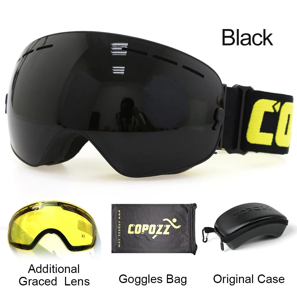 Ski Goggles with Case & Yellow Lens