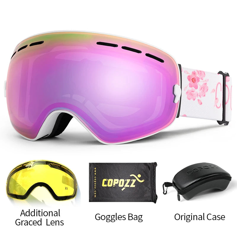 Ski Goggles with Case & Yellow Lens