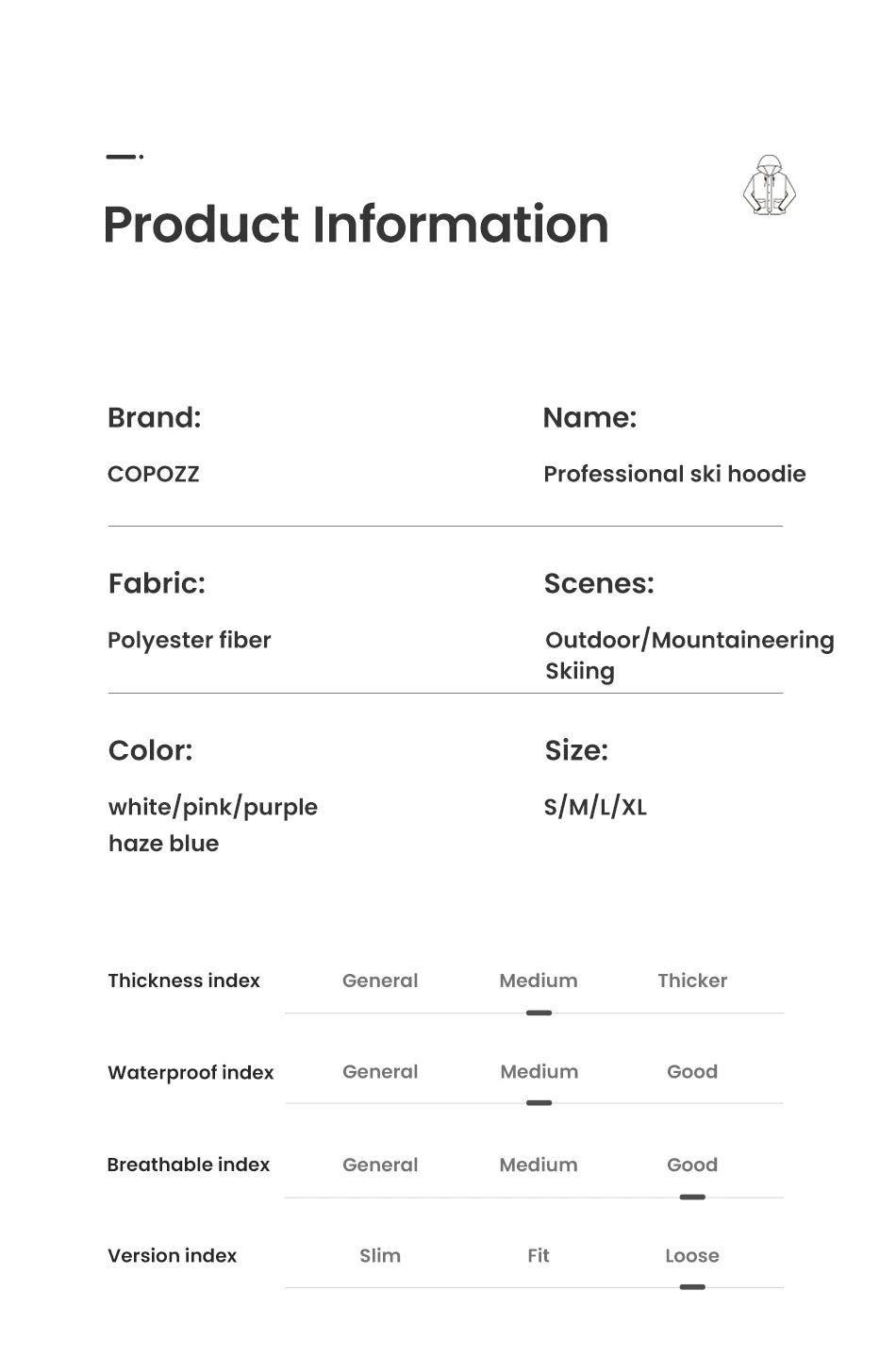 Oversize Ski Hoodie Men Women 